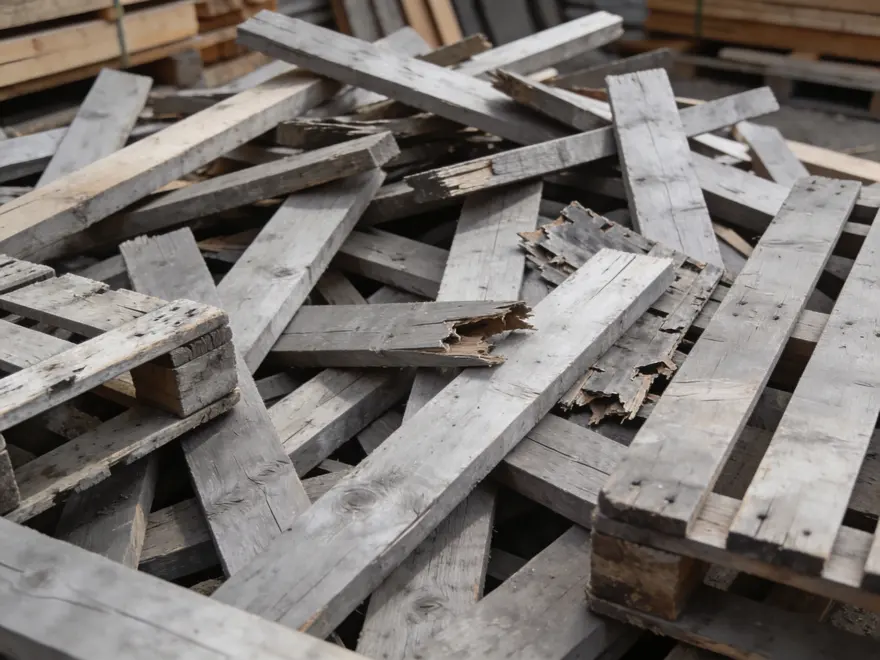 Kappholz und zerlegte Holzpaletten als Restholz