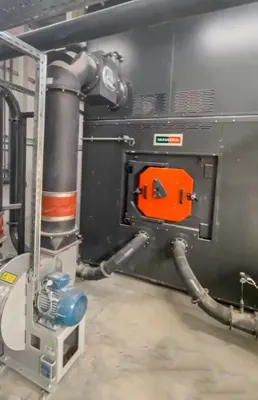 Einblasfeuerung VFE mit 3.300 kW bei Tarkett in Serbien, Brennstoff Holzstaub